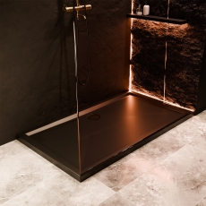 Signature Dusk Matt Black 40mm Rectangular Shower Tray (inc Black Waste)
