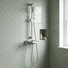Signature Energy Cool-Touch Thermostatic Bar Mixer Shower with Adjustable Shower Riser Kit - Chrome