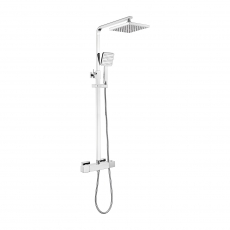 Signature Energy Cool-Touch Square Thermostatic Bar Mixer Shower with Shower Kit + Fixed Head - Chrome