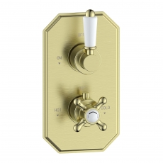 Signature Eternal Traditional Thermostatic 1 Outlet Concealed Shower Valve Dual Handle - Brushed Brass