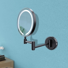 Signature Evelyn Round LED Cosmetic Bathroom Mirror - Black