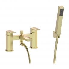 Signature Geo Bath Shower Mixer Tap with Shower Kit and Bracket - Brushed Brass