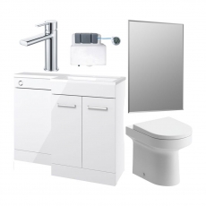 Signature Gothenburg Bathroom Suite with RH Combination Unit 1000mm Wide - Gloss White