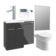 Signature Gothenburg Bathroom Suite with LH Combination Unit 1000mm Wide - Anthracite Gloss