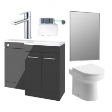 Signature Gothenburg Bathroom Suite with RH Combination Unit 1000mm Wide - Anthracite Gloss