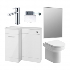 Signature Gothenburg Bathroom Suite with LH Combination Unit 900mm Wide - Gloss White