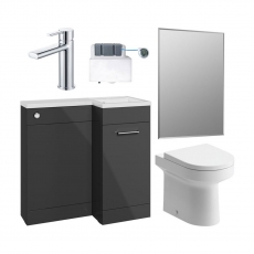 Signature Gothenburg Bathroom Suite with RH Combination Unit 900mm Wide - Anthracite Gloss