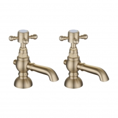 Signature Greenwich Basin Taps Pair Pillar Mounted - Brushed Brass