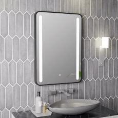 Signature Harper Front-Lit LED Bathroom Mirror with Demister Pad 700mm H x 500mm W - Black