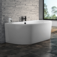 Signature Hera Supercast D-Shaped Back to Wall Bath 1700mm x 750mm (inc Panel)