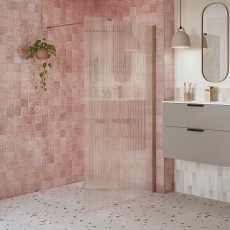 Signature Icon Fluted Brushed Bronze 1950mm High Wet Room Glass Shower Screen