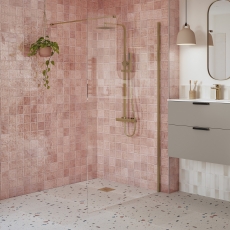 Signature Icon Brushed Bronze 1950mm High Wet Room Glass Shower Screen