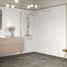 Signature Icon Brushed Brass 1950mm High Wet Room Glass Shower Screen