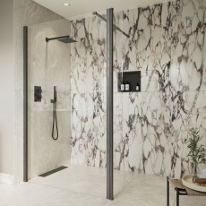 Signature Icon Gunmetal 1950mm High Wet Room Glass Shower Screen