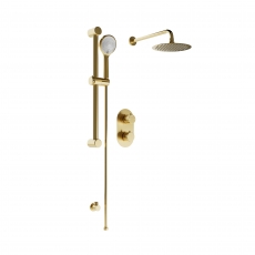 Signature Impact Thermostatic Dual Concealed Mixer Shower with Shower Kit + Fixed Shower Head - Brushed Brass