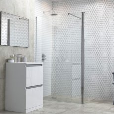 Signature Inca 1000mm Wet Room Screen with Return Panel and Support Bar - 6mm Glass