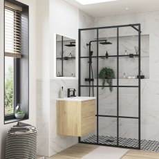Signature Icon Black Framed Wet Room Screen 1000mm Wide - 8mm Glass