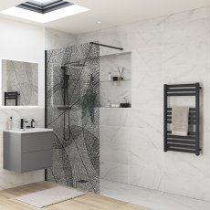 Signature Icon Black Leaf Wet Room Screen 1200mm Wide - 8mm Glass