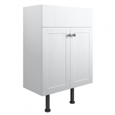 Signature Malmo Floor Standing 2-Door Vanity Unit 600mm Wide - Satin White Ash