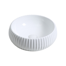 Signature Marina Textured Round Sit-On Countertop Basin 400mm Wide 0 Tap Hole - White