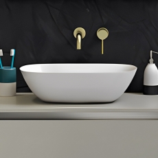 Signature Mineral Sit-On Countertop Basin 460mm Wide 0 Tap Hole - White