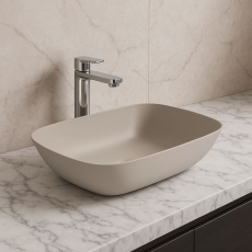 Signature Mineral Sit-On Countertop Basin 460mm Wide 0 Tap Hole - Latte