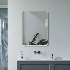Signature Olivia Rectangular Bathroom Mirror 800mm H x 600mm W - Brushed Brass