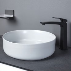 Signature Olmec Round Countertop Basin with Unslotted Waste 360mm Wide 0 Tap Hole - Matt White