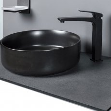Signature Olmec Round Countertop Basin with Unslotted Waste 360mm Wide 0 Tap Hole - Matt Black