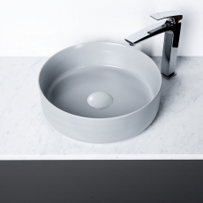 Signature Olmec Round Countertop Basin with Unslotted Waste 360mm Wide 0 Tap Hole - Matt Light Grey