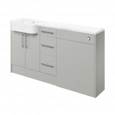 Signature Oslo LH 3-Drawer Combination Unit with Basin 1542mm Wide - Light Grey Gloss