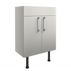 Signature Oslo Floor Standing 2-Door Vanity Unit 600mm Wide - Light Grey Gloss