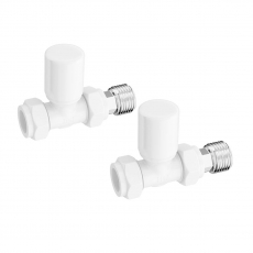 Signature Patterned Straight Radiator Valve Pair - White
