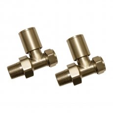 Signature Patterned Straight Radiator Valves Pair - Brushed Brass