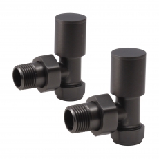 Signature Patterned Angled Radiator Valves (Pair) - Matt Black