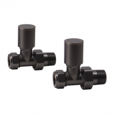 Signature Patterned Straight Radiator Valves (Pair) - Matt Black