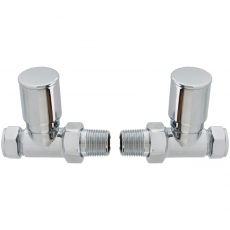 Signature Patterned Straight Radiator Valves (Pair) - Chrome
