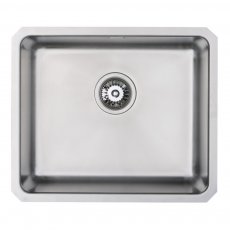 Prima+ R25 1.0 Bowl Undermount Large Kitchen Sink with Waste Kit 530mm L x 450mm W - Stainless Steel