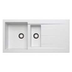 Prima+ Granite Composite 1.5 Bowl Inset Kitchen Sink with Waste Kit 1000mm L x 500mm W - White