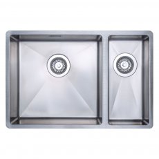 Prima+ R10 1.5 Bowl Undermount/Inset Large Kitchen Sink LH with Waste Kit 660mm L x 440mm W - Stainless Steel