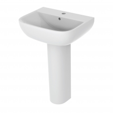 Signature QuikPak Basin and Full Pedestal 540mm Wide - 1 Tap Hole