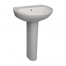 Signature QuikPak Basin and Full Pedestal 573mm Wide - 1 Tap Hole