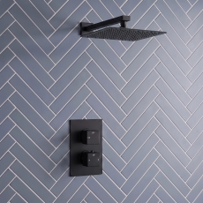 Signature React Thermostatic Dual Concealed Mixer Shower with Fixed Shower Head - Matt Black