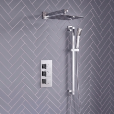 Signature React Thermostatic Triple Concealed Mixer Shower with Shower Kit + Fixed Shower Head - Chrome
