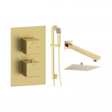 Signature React Thermostatic Dual Concealed Mixer Shower with Shower Kit + Fixed Shower Head - Brushed Brass