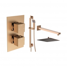 Signature React Thermostatic Dual Concealed Mixer Shower with Shower Kit + Fixed Shower Head - Brushed Bronze