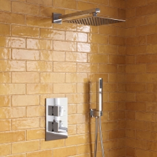 Signature React Thermostatic Dual Concealed Mixer Shower with Shower Kit + Fixed Shower Head - Chrome