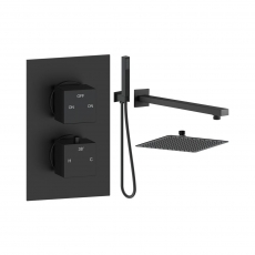 Signature React Thermostatic Dual Concealed Mixer Shower with Shower Kit + Fixed Shower Head - Matt Black
