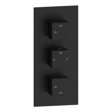 Signature React Thermostatic 2 Outlet Concealed Shower Valve Triple Handle - Matt Black