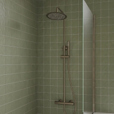 Signature Reflex Thermostatic Bar Mixer Shower with Shower Kit and Fixed Head - Brushed Bronze
